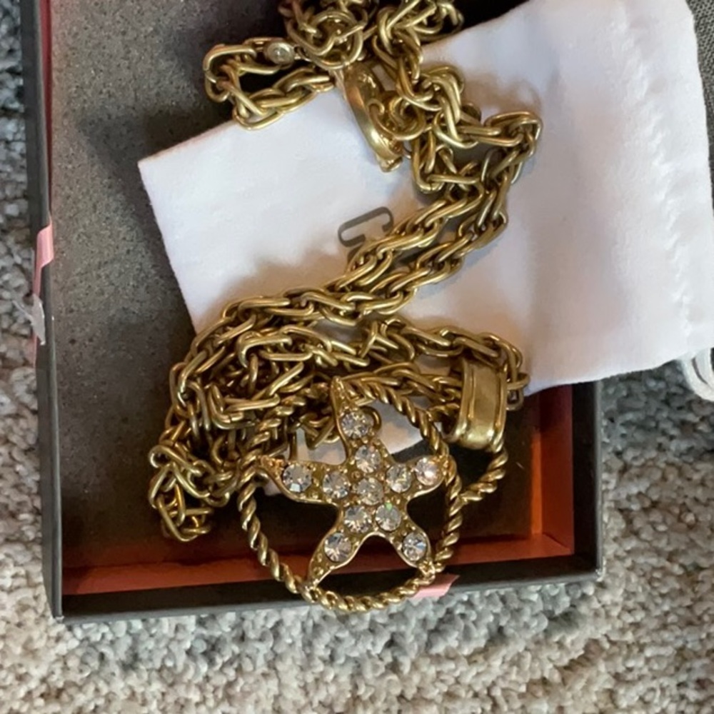 Cabi Starfish Medallion Seastar Rhinestone Rope Necklace